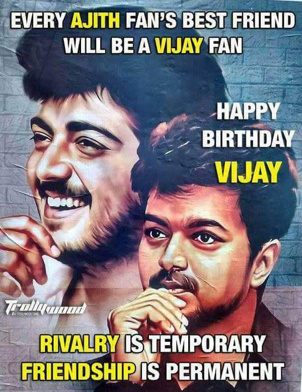 mohanrrajj's tweet photo. #ThalaThalapathy birthday is incomplete without this picture 😍😍 #HBDThalapathy #Mersal #Vivegam #KingsofKollywood https://t.co/XgEOmYQjz2