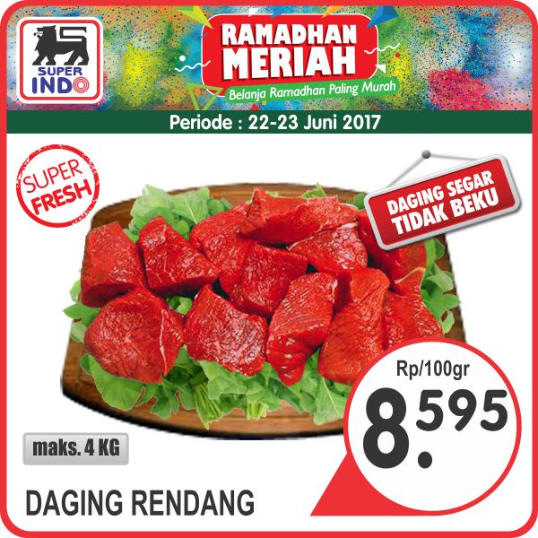 InfoSuperIndo's tweet photo. PROMO! Daging Rendang Rp8.595/100gr (maks 4 kg). Periode promo 22-23 Juni 2017. :D https://t.co/28oMbTTVeG