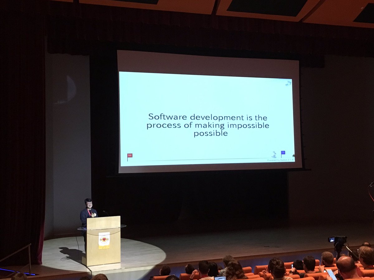 zamakkat's tweet photo. Matz: "Software development is the process of making impossible possible" #rdrc2017 https://t.co/4fvyGcXwpM