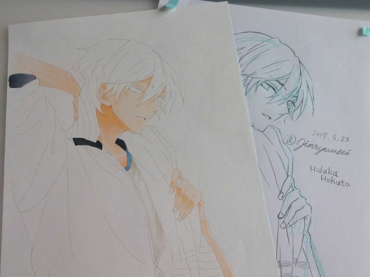 銀龍青 お絵描き そのやり方は初めて知ったなぁ ウチは台持ってるから 1 コピー用紙に下書き 写1 2 本番用の紙に トレス 写2 3 下書きとずれないようにﾏｽﾃで固定 3 着色 写4 台なかっか時はトレス台自作してた 調べれば色々出てくるw 貼り付けてる人