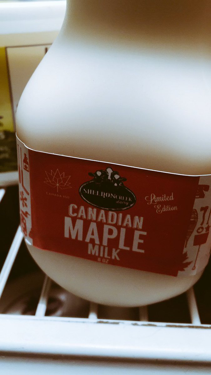 StephanieLeeB's tweet photo. Perks of having friends who have on-farm processing: They give you limited edition sneak peek yummies! @SheldonDairy #maplemilk #canada150 https://t.co/kjdc6ZKrzL