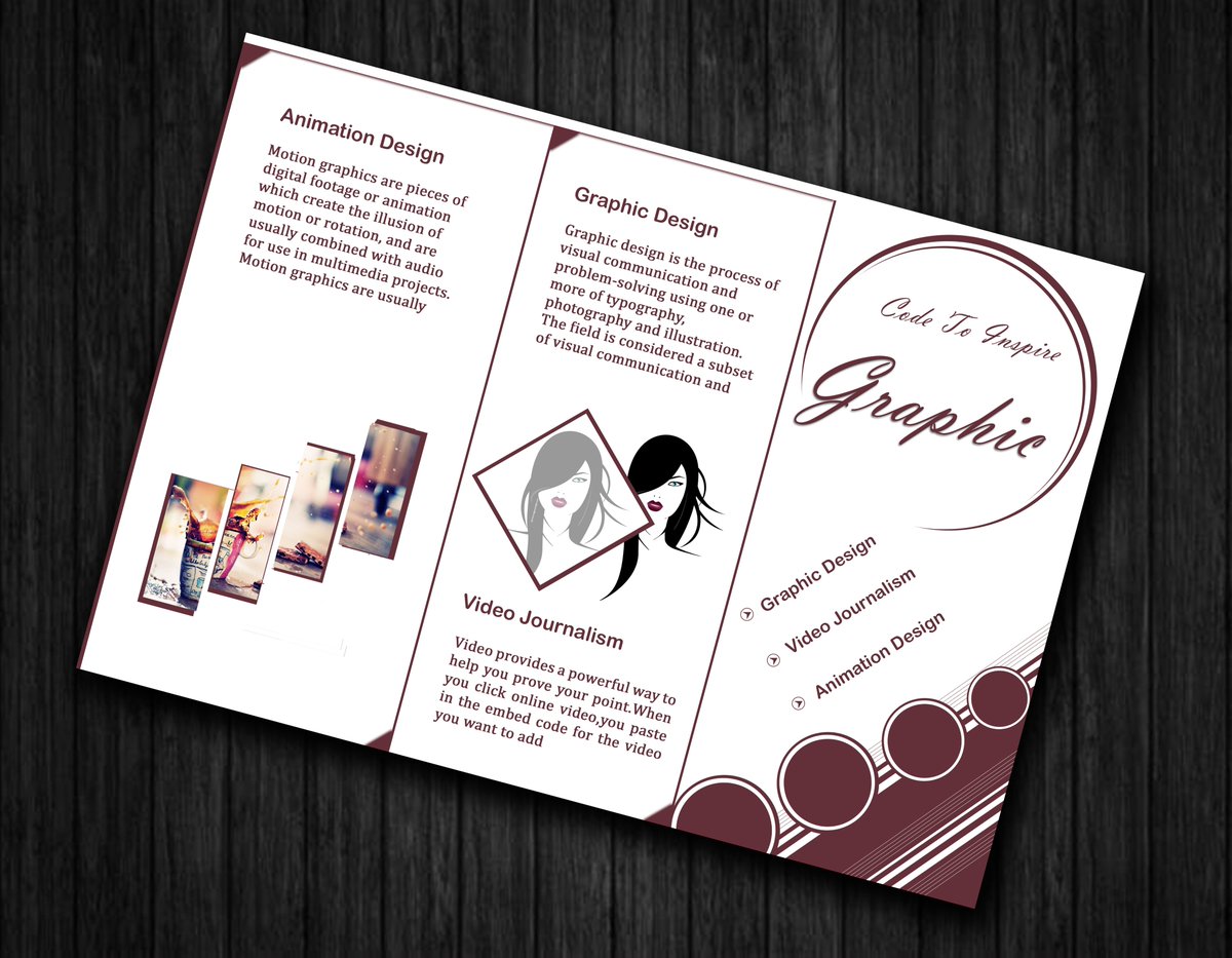 Farahnaz786Art's tweet image. @CodeToInspire 
#AfghanGrilsCode
#GraphicDesign 
#photoshop 
A brochure about graphic class...