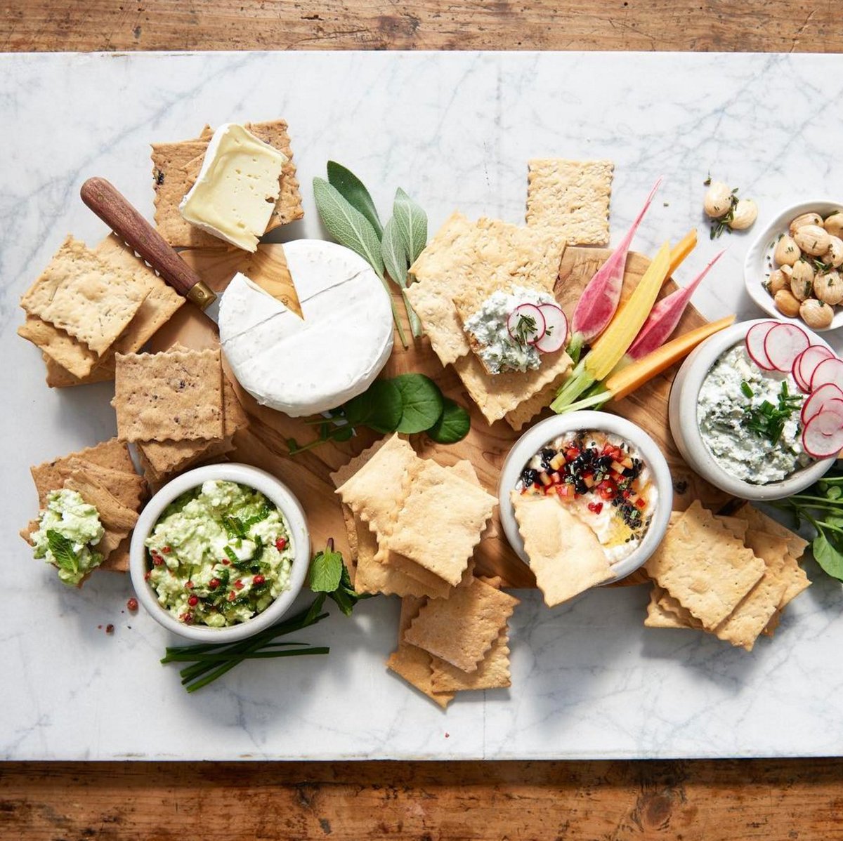 Cheese and charcuterie boards deserve a sweet surprise like pears or dried apricot with a drizzle of Jem. 💕 spread from <a href="/RusticBakery/">Rustic Bakery</a>