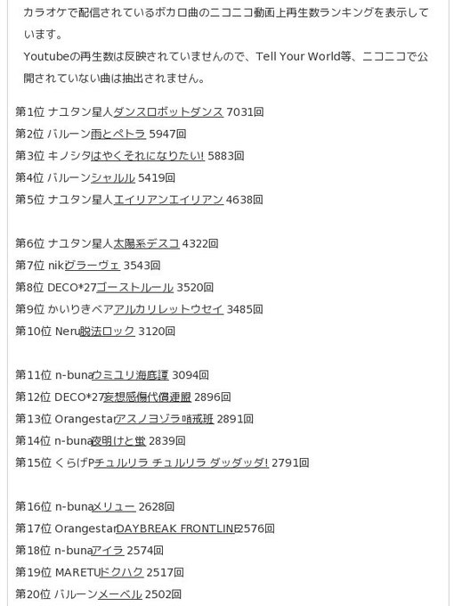 くー ボカロカラオケ予習室 Vocaloidlyrics 17年06月 Page 2 Twilog