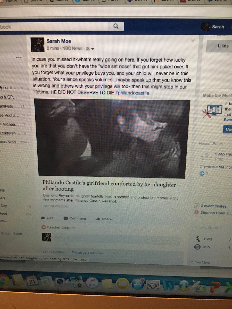 SarahKMoe's tweet photo. #NBC news- We see you "care"-stories you report on literally can't even spell out how he was murdered. #hooting #PhilandoCastile https://t.co/0B4oQYlV3D