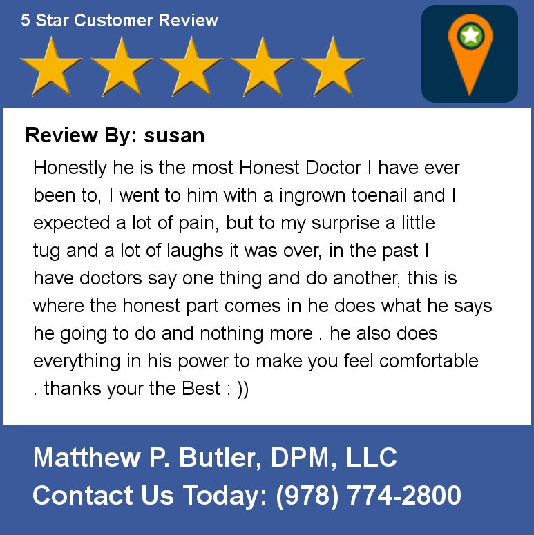 MassFeet's tweet photo. Review By: susan Honestly he is the most Honest Doctor I have ever been to, I went to  him with a ingrown toenail an https://t.co/N2rFha05Fa