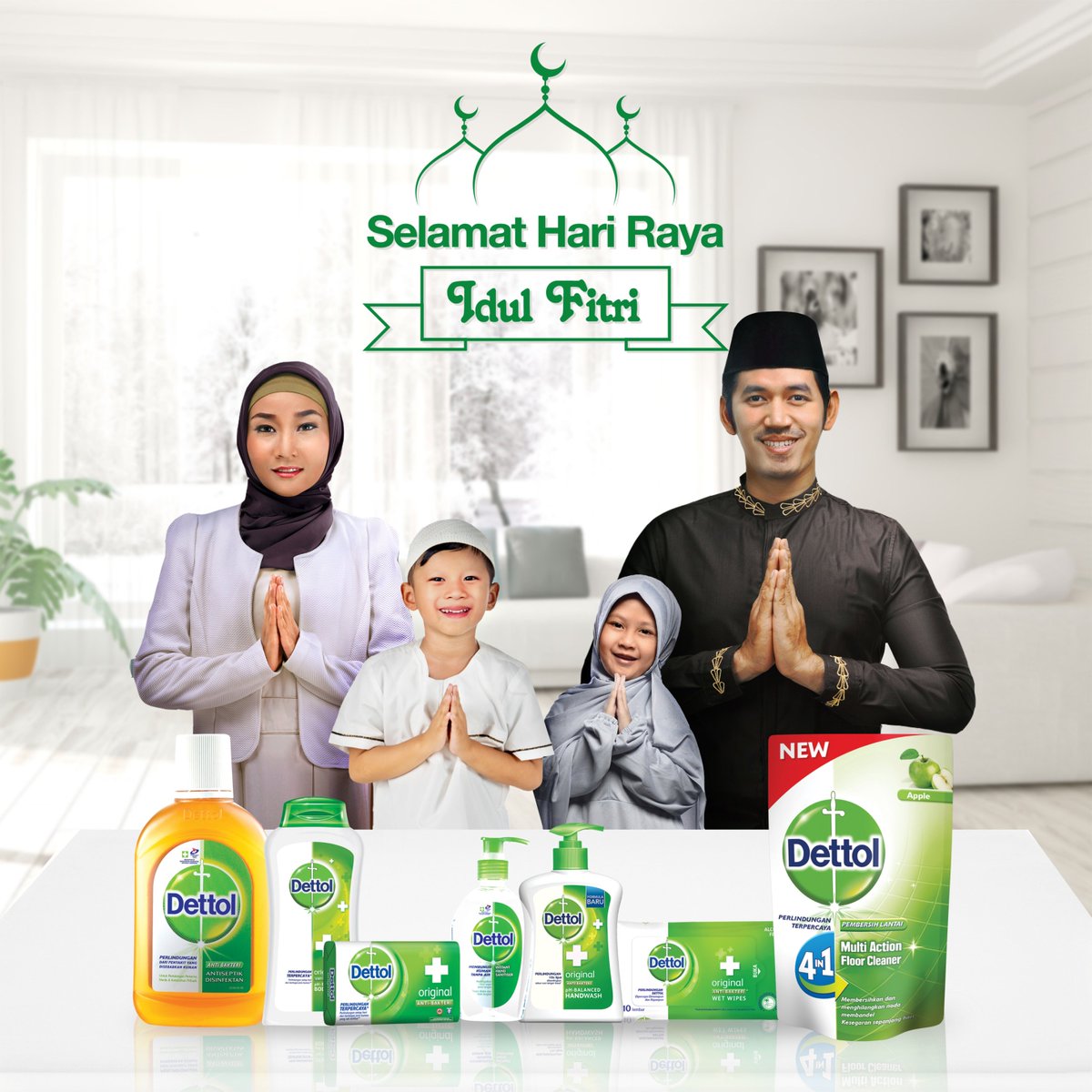 Bersihkan diri dan hati di hari raya dengan perlindungan dari Dettol. Selamat Hari Raya Idul Fitri 1438H.