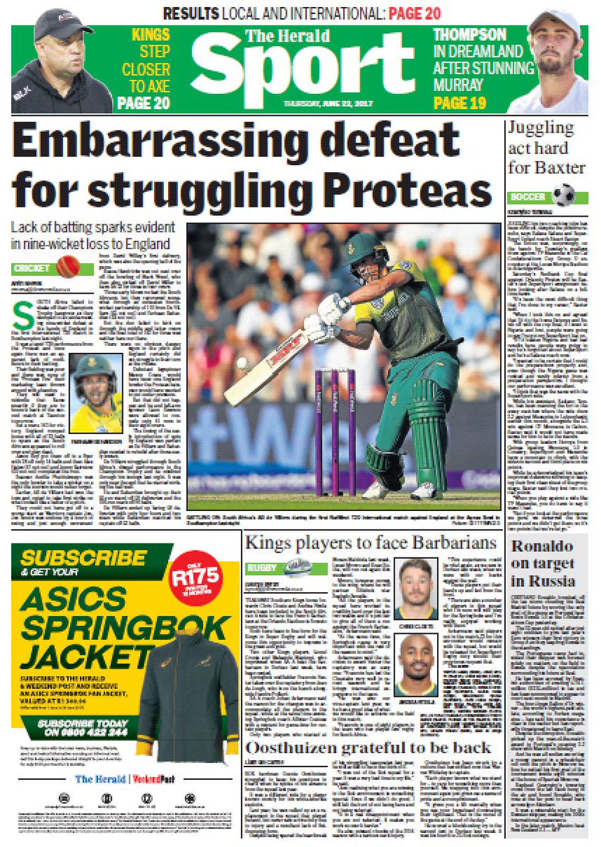 HeraldNMB's tweet photo. In #TheHerald today: #Motherwell #Protest #Unrest #Fire #PEfire #Cricket #Proteas https://t.co/Xgx5MgRwD9