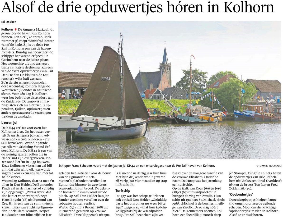 Stukje uit het <a href="/nhdagblad/">Noordhollands Dagblad</a> over de Pre Sail in #Kolhorn