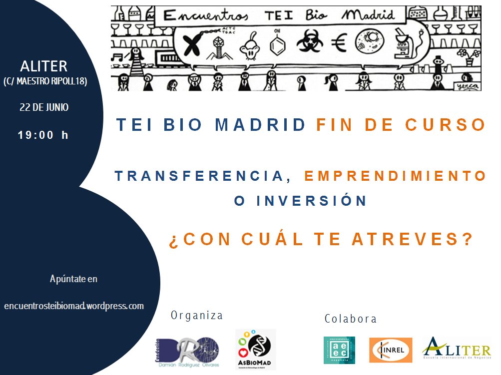 Esta tarde, hablamos de #Transferencia, #Emprendimiento e #Inversión en #biomedicina, en <a href="/TEIbio/">Encuentros TEI bio</a> #Madrid <a href="/AsBioMad/">AsBioMad</a> <a href="/FundacionDRO/">Fundación DRO</a> <a href="/Kinrel_id/">Kinrel</a>