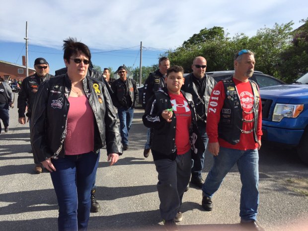 "Wall of leather" gets Xander to school in the Pier> cbc.ca/news/canada/no…