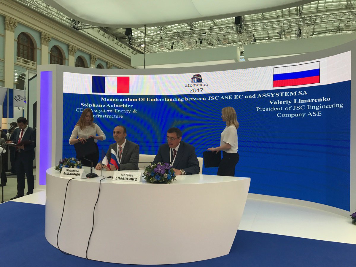 Assystem's tweet photo. ASE and @Assystem signed MoU for the promotion of #engineering solutions based on Multi-D technology. #ASYExpertise https://t.co/XpmlRCUtZR https://t.co/6aQBu2lDgi