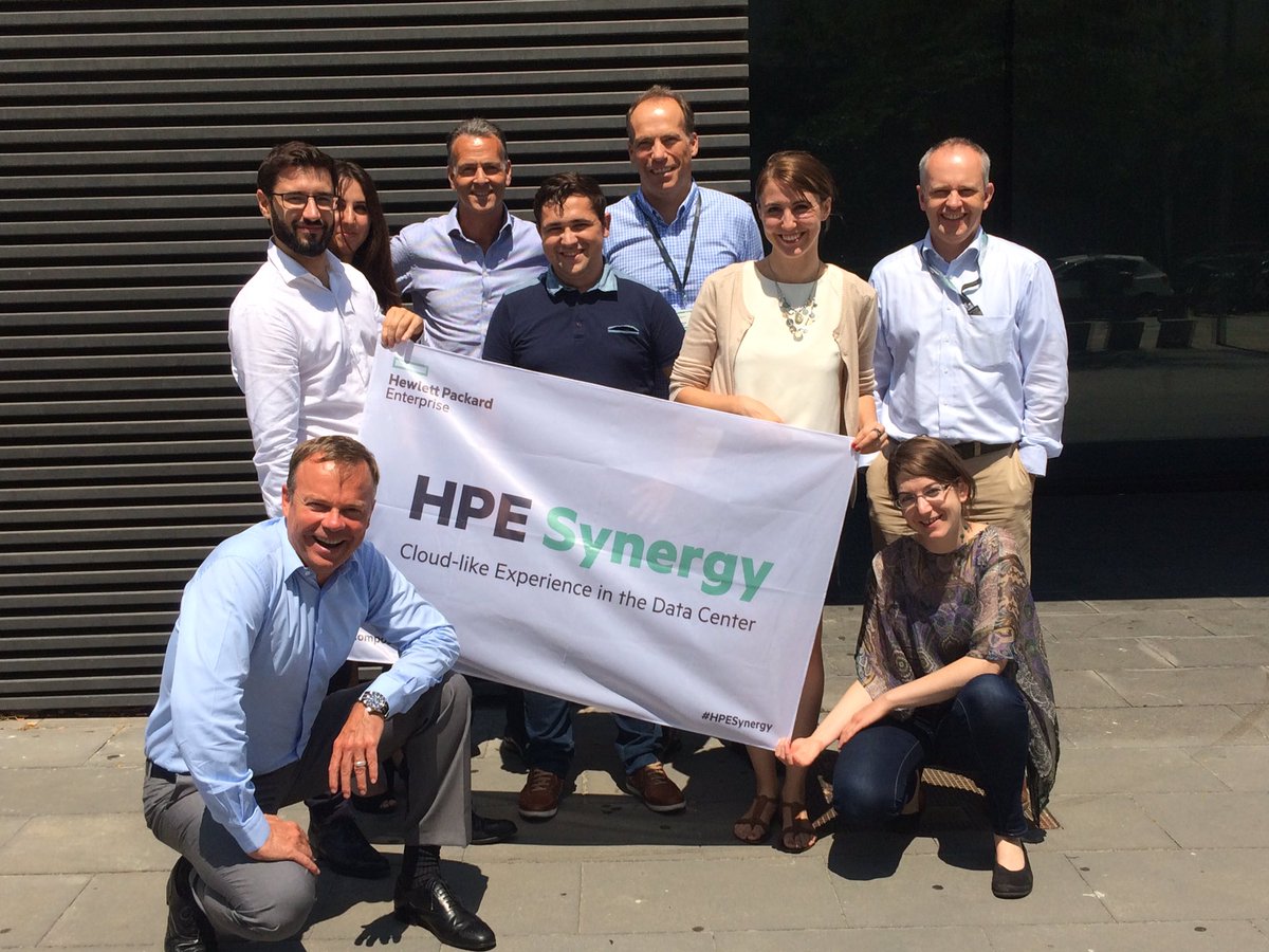 Simon6565Simon's tweet photo. #HPEsynergy Flag. The HPE DCHC SS&amp;P team in front of the Sales Hub in Barcelona. https://t.co/l4RuzxNqgO