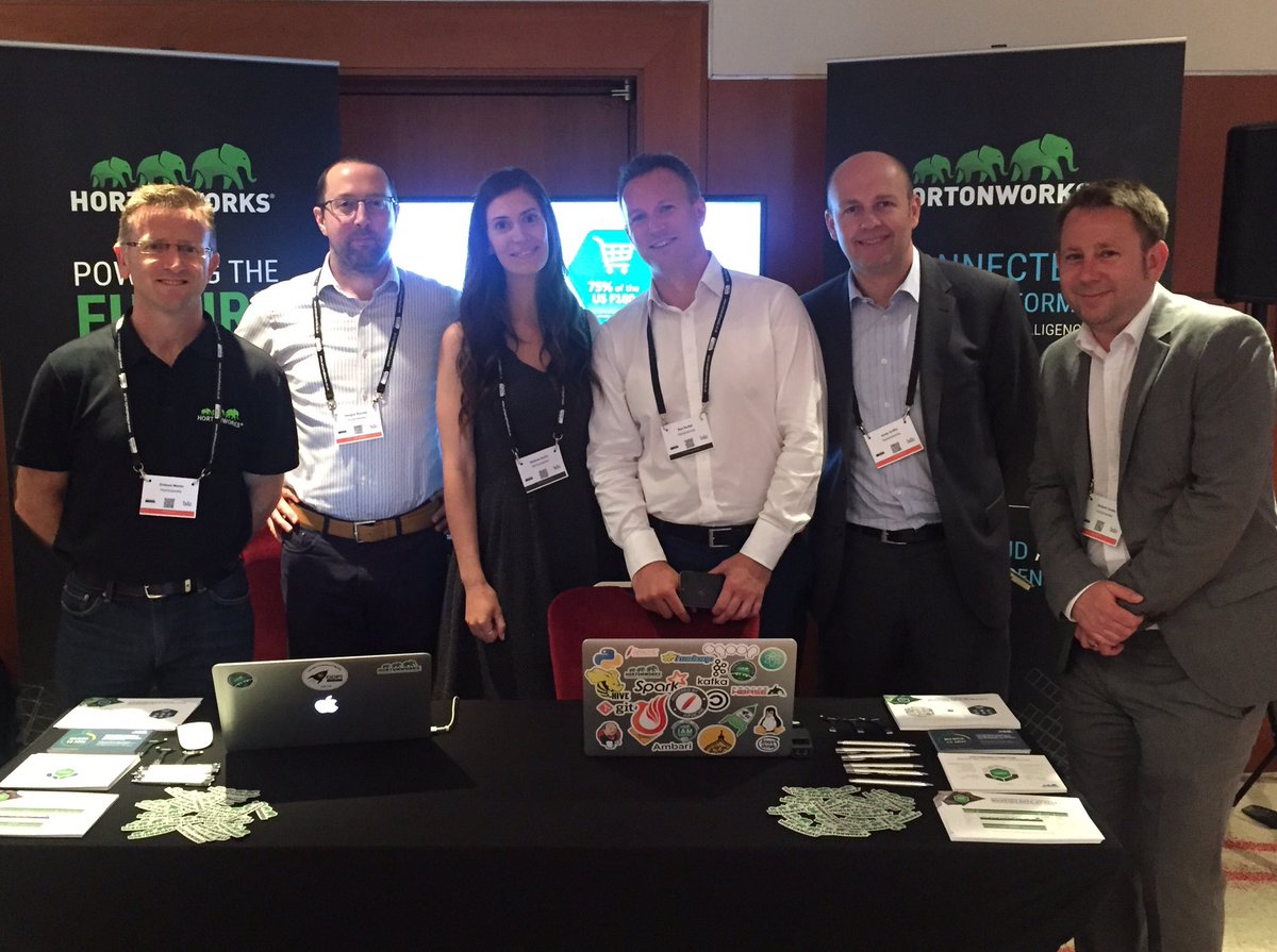 BellKerlin's tweet photo. Be first to come say hello at BDA London to these handsome @hortonworks lads #wmbda #befirst #bigdata https://t.co/nFW2oxl3qD