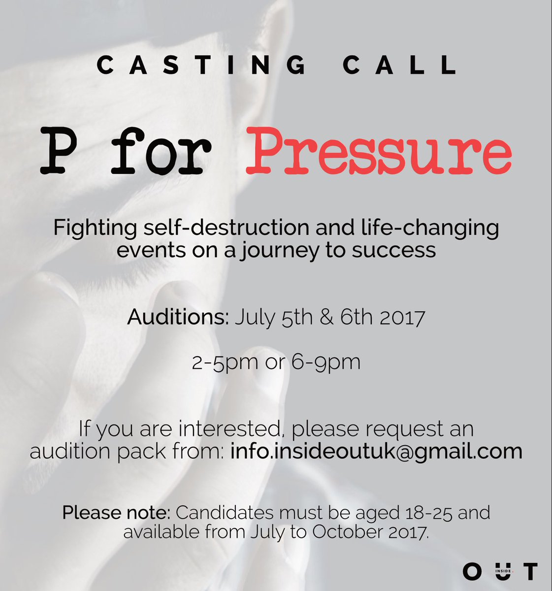 InsideOutUK_'s tweet photo. *CASTING CALL*

For The First #InsideOutUK Production!

Are You Ready⁉️

For more info visit: https://t.co/T9JmmmwxI2 

#PFORPRESSURE 🎬 https://t.co/ZCZ9UcIzFk