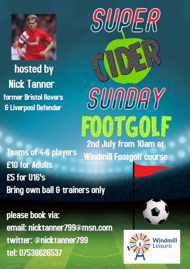 nicktanner799's tweet photo. BOOK NOW The 1st of MANY Super Cider Sunday #Footgolf @WindmillBristol (Footgolf Course located on @windmillfishery)FOR ALL AGES &amp; ABILITIES https://t.co/f3pKYduKBj