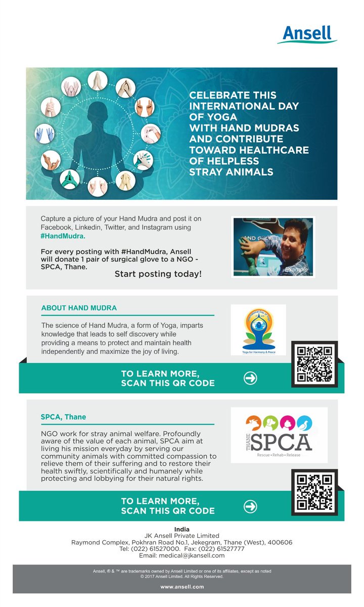 THANECPCA's tweet photo. It is a privilege to collaborate with JK Ansell Pvt Ltd.Share widely with a picture of your hand Mudra using #HandMudra. https://t.co/UmiQsLttVg