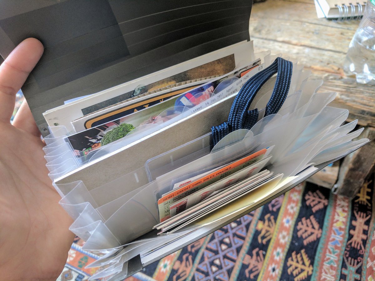 personifiedself's tweet photo. @ellisinwonderla I travel with a special accordion folder to organize all my treasures https://t.co/3PkO4B2etY