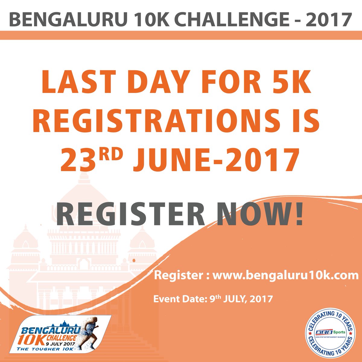 Register: bengaluru10k.com

#Bengaluru10KChallenge
#ChallengeYourself