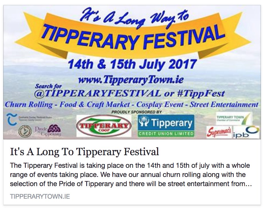 VisitTipp's tweet photo. #tippfest #tipperaryfestival #launchthefestival #livelifelocal #churnrolling @TipperaryFest https://t.co/ixNqyAe0Xi