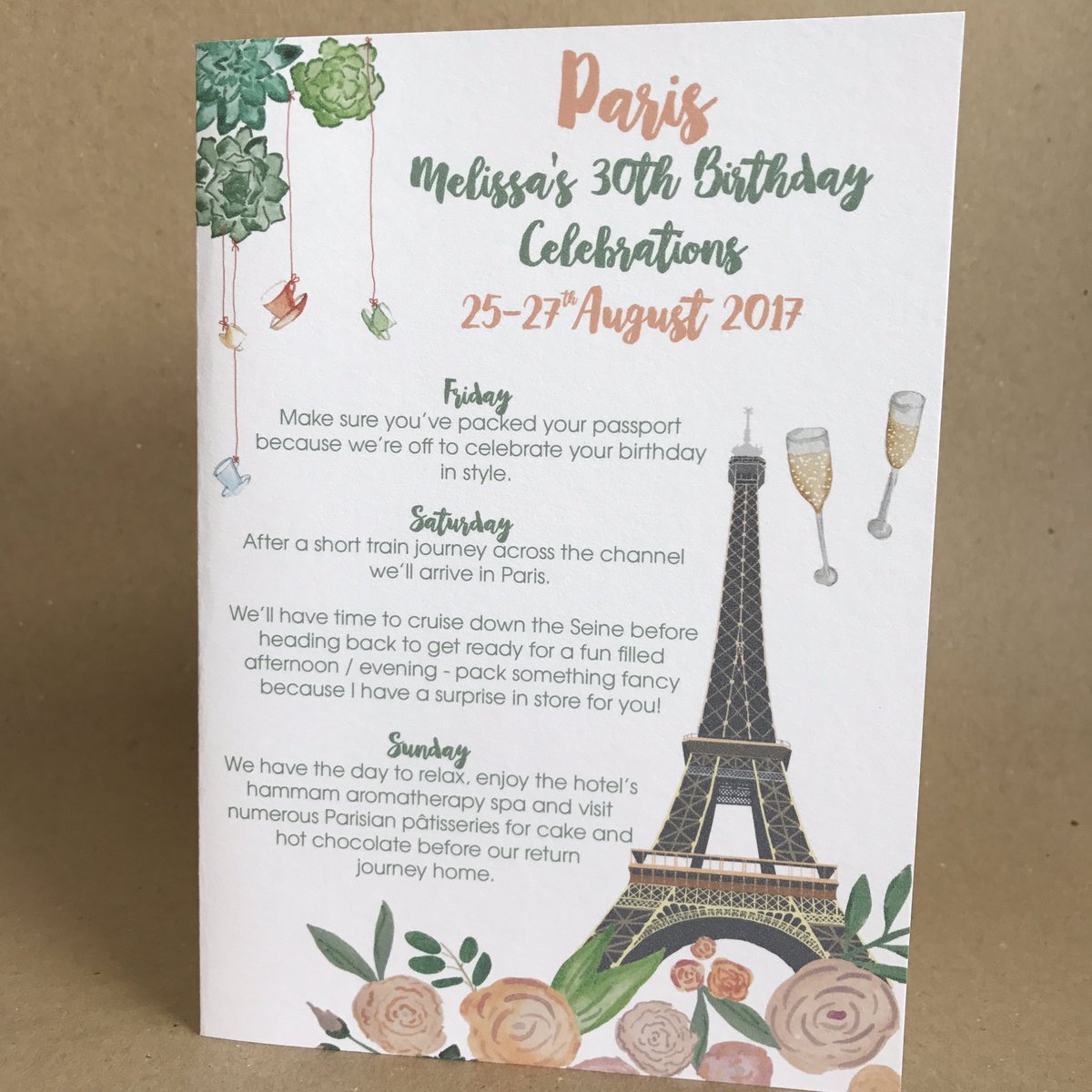YellowstonePW's tweet photo. A little bespoke card I designed to surprise a customers best friend with her birthday trip! #parisisalwaysagoodidea https://t.co/1mixee3gdM
