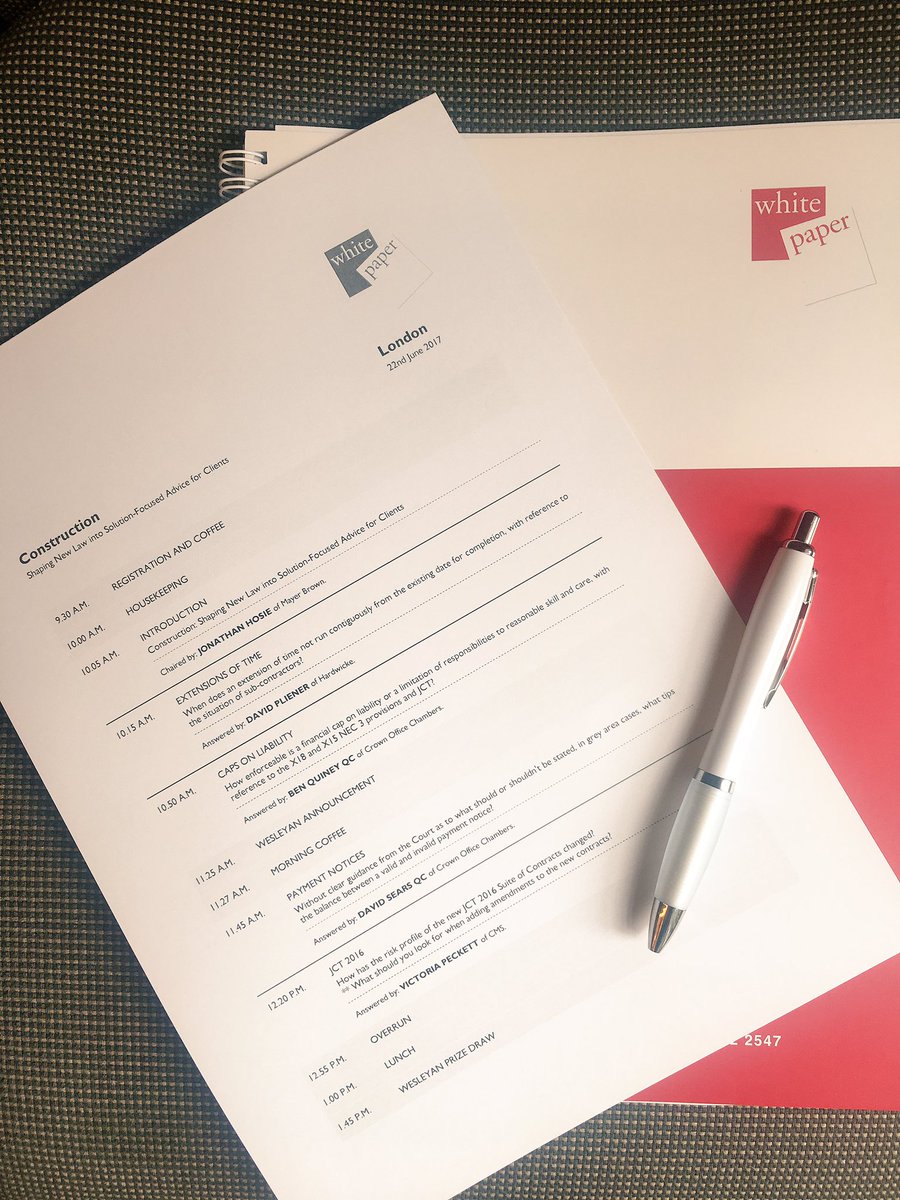 White_Paper_Co's tweet photo. All set for our #ConstuctionLaw conference today at @CalClubLondon Looking forward to hearing from our excellent speakers! #wpconstruction https://t.co/sWUCMPdvAi