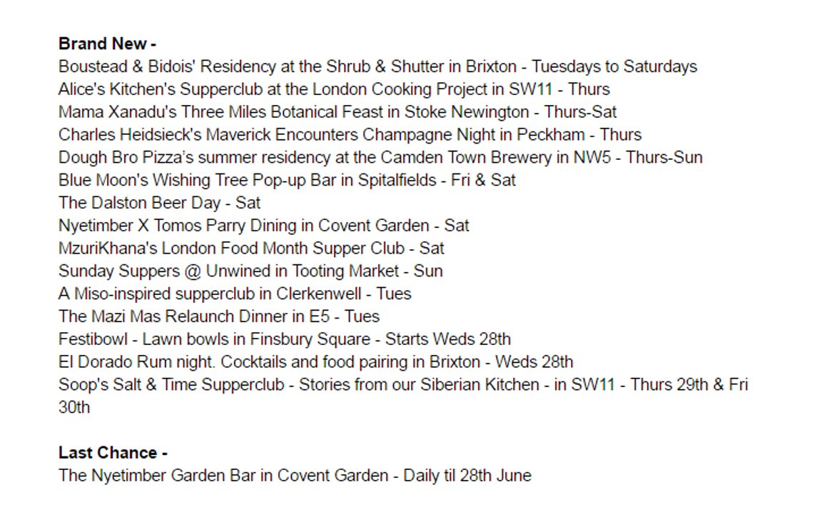 LondonPopups's tweet photo. The weekly newsletter is out - The best pop-ups listed day by day, Thursday to Thursday https://t.co/qlwFvOQ5U8 What's new https://t.co/YHhlBPz2AN