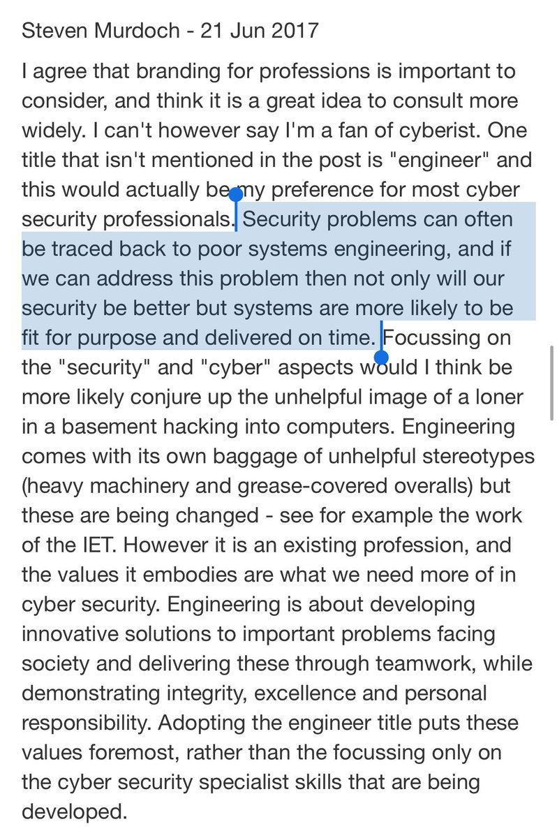 Security problems can often be traced back to poor systems engineering, and if we can address this problem then not only will our security be better but systems are more likely to be fit for purpose and delivered on time.