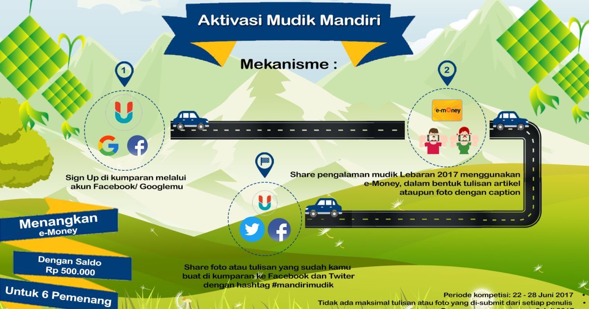 kumparan's tweet photo. Tulis pengalaman mudikmu menggunakan @bankmandiri e-Money dan menangkan banyak hadiahnya! #ReadersTask #MudikMandiri https://t.co/RfEuPVSmxC https://t.co/bfmXIZLQEr