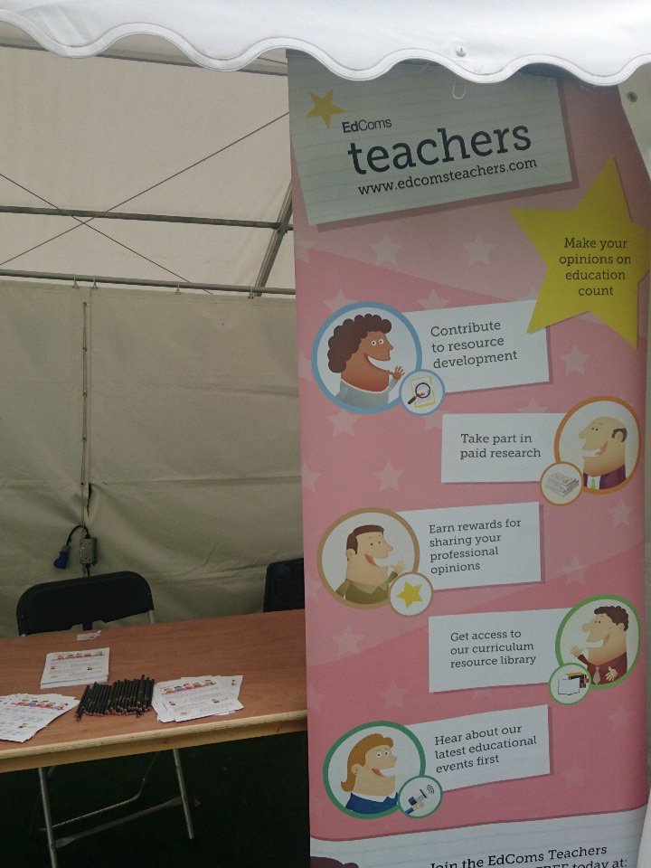 lsabelKearney's tweet photo. Come see @edcomsteachers - we pay teachers for their opinions! At stand e9 at #educationfest https://t.co/k7sXRMZb38