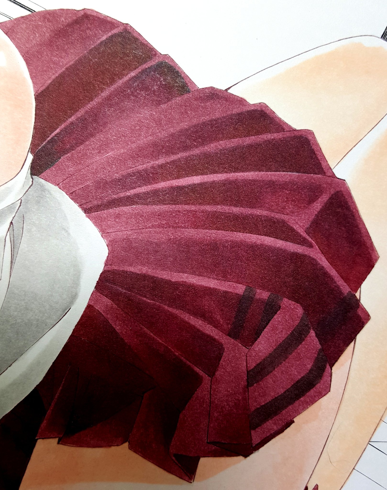 荻野純 コピックによるチェック柄の塗り工程