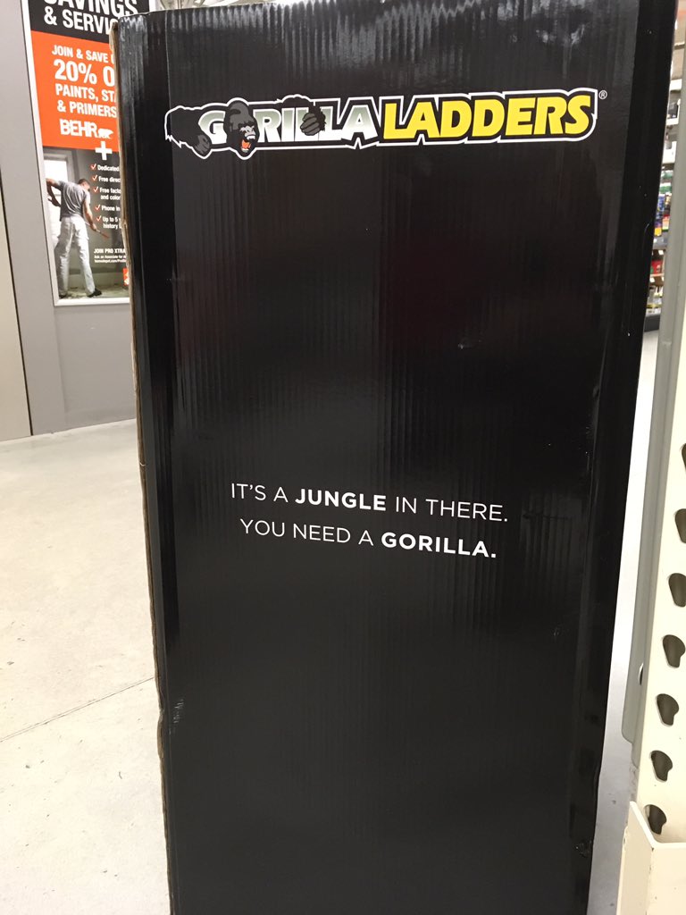 LoveShellyXOXO's tweet photo. Even Home Depot is a hooligan 🦍#gorillaladders #homedepot #brunomars #bangbang #gorilla https://t.co/8W2XTXxoei