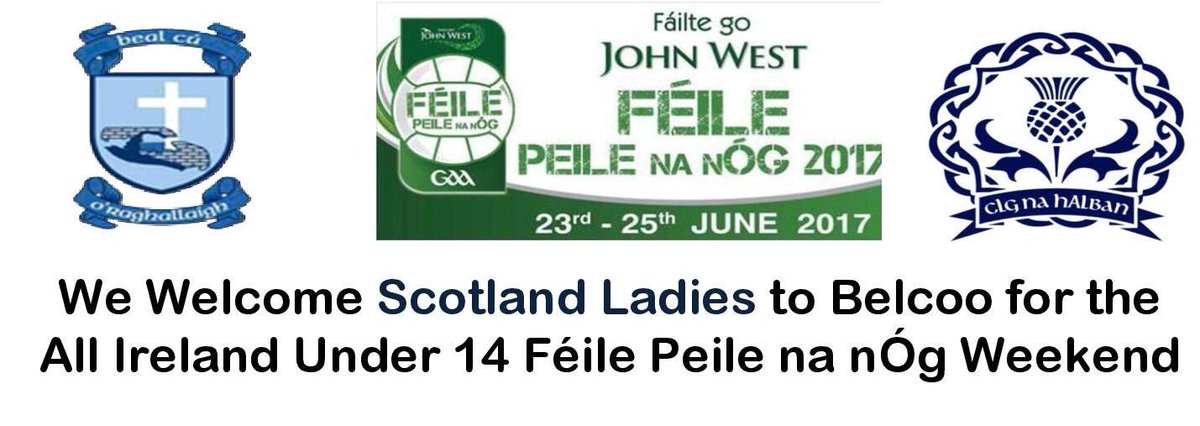 BelcooGAA's tweet photo. The @feilegaa weekend is upon us. We wish our U14 Girls the very best of luck and look forward to hosting @ScotlandGAA https://t.co/AeR45g56gJ