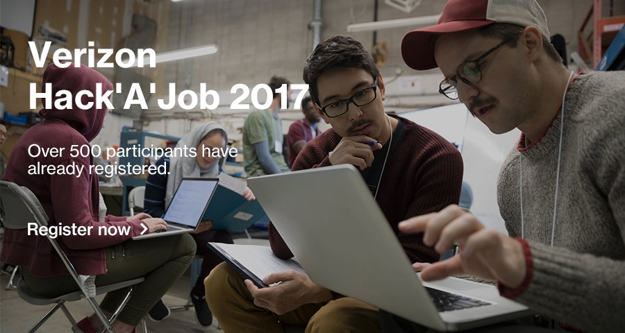 myamcat's tweet photo. Solve real life industry challenges and get hired by Verizon #VerizonHackAJob2017
Register Now
https://t.co/zlRxpwnpAP https://t.co/mtFBSBeira