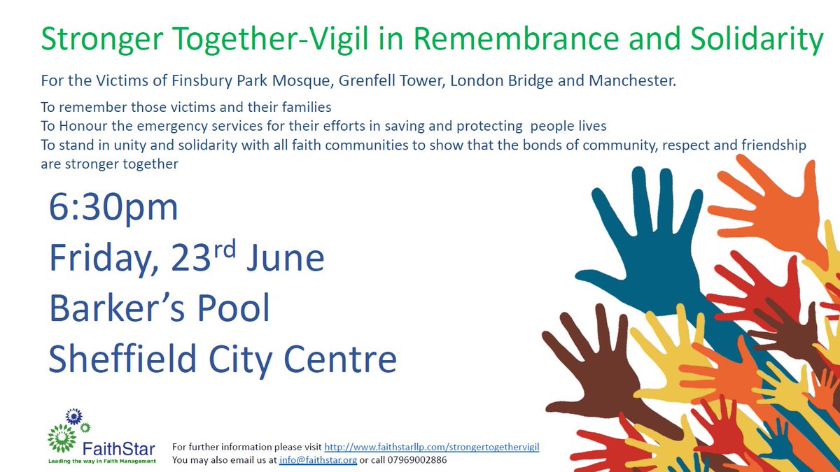 #StrongerTogether Vigil in Remembrance and Solidarity 23rd June, 6:30pm, Barker's Pool, Sheffield Center. ow.ly/Wwwb30cNBKr