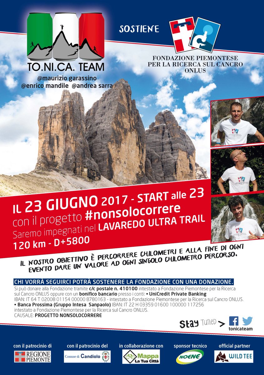 mgarassino's tweet photo. #nonsolocorrere #tonicateam #iotifogarax #fondazionepiemontese #ricercasulcancro #fprc #mappalatuacitta #noene #noeneitalia #wildtee https://t.co/KkeQyoTizy