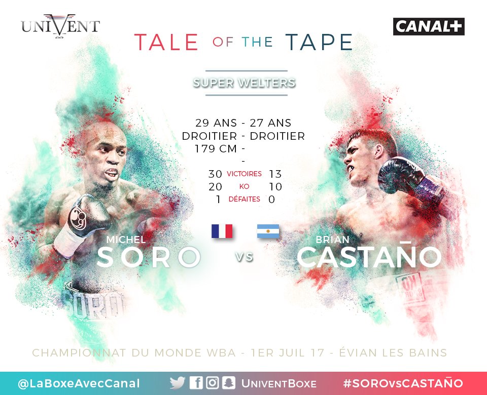 📆 [ RDV ] Samedi 1er juillet, soirée exceptionnelle sur <a href="/canalplus/">CANAL+</a> avec le combat entre Brian Castano🇦🇷 &amp; Michel Soro 🇫🇷. 💪🔥

#SOROvsCASTANO