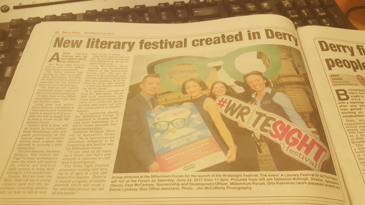 caramc99's tweet photo. Thank u @DerryNow for coverage #writesight festival. Come along this Sat. No bookings nec @BrianMcGilloway @GrainneMcCool @inyourspace https://t.co/gJNswWXbZc