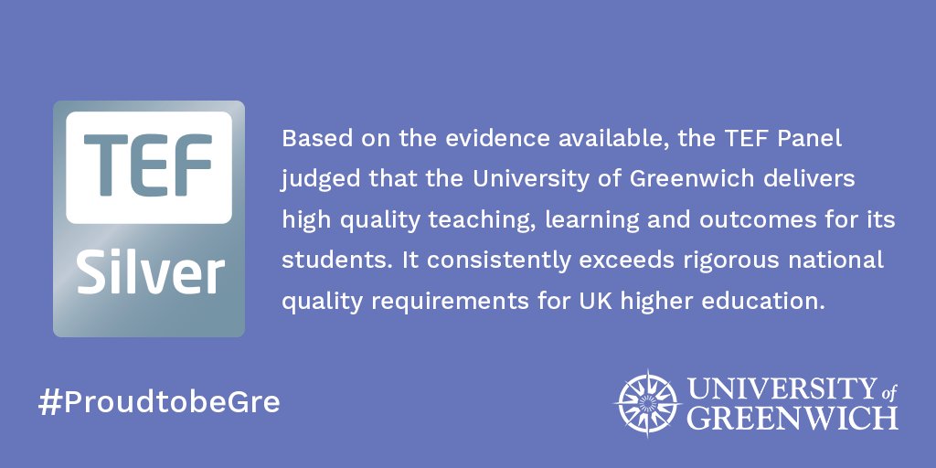 UniofGreenwich's tweet photo. We are proud to be have been ranked ‘Silver’ in the government’s Teaching Excellence Framework #ProudtobeGre More: https://t.co/i9mpFr22o8 https://t.co/1kND2unTy7