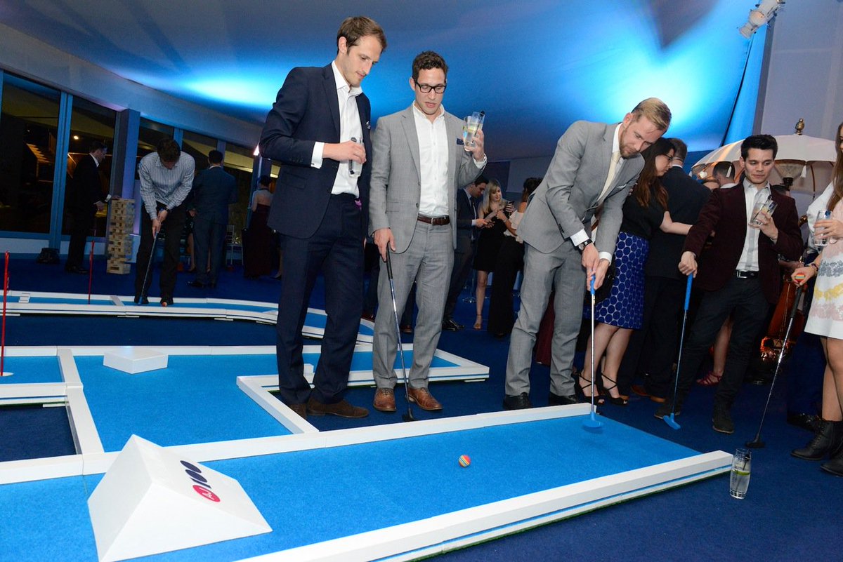 Mini golf and drinks, the perfect combination for this corporate event. #Minigolf #Corporate #Events #Entertainment
