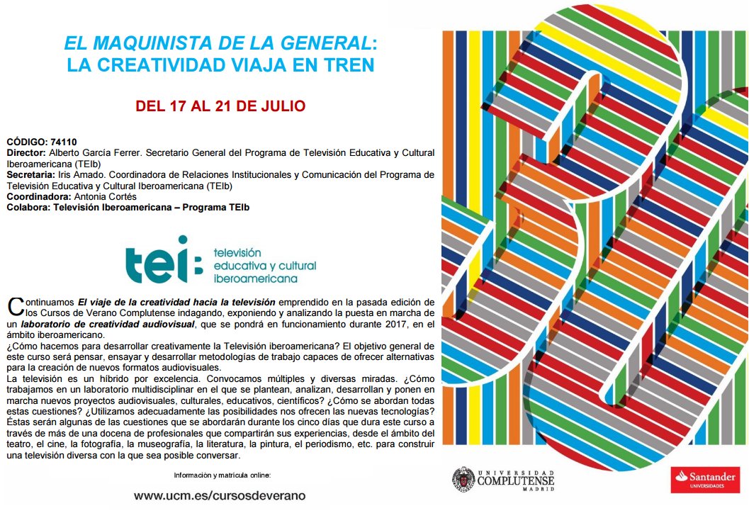 ibe_tv's tweet photo. Joan Álvarez, Dir. de @Academiadecine, participará en el curso de #TEIb en @CursosVeranoUCM. Información y matrícula https://t.co/QCrg0CQrFV https://t.co/SVBh1xKTQ1