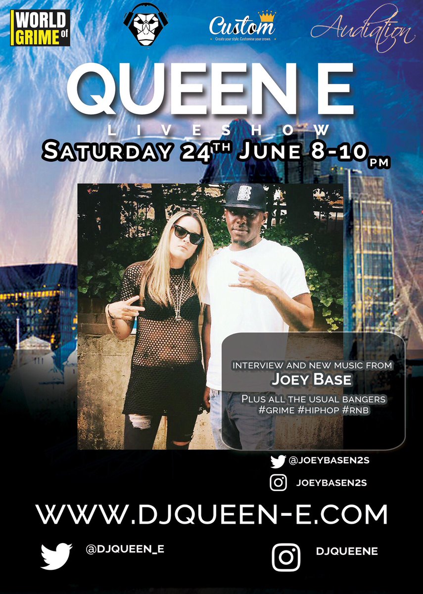 My show is #Live on #Saturday 8-10PM instead of Friday this week! Make sure u #lockin <a href="/joeybasen2s/">Joey BASE®</a> djqueen-e.com 🔌 <a href="/GabbyButtaci/">Gabby 🔌</a> 💥