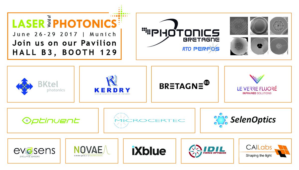 BzhP's tweet photo. #Perfos &amp; 11cluster members:BKtel Kerdry Le Verre Fluoré Optinvent Microcertec SelenOptics Evosens Novae iXblue IDIL Cailabs @PHOTONICSWORLD https://t.co/cT4DTHzbUZ