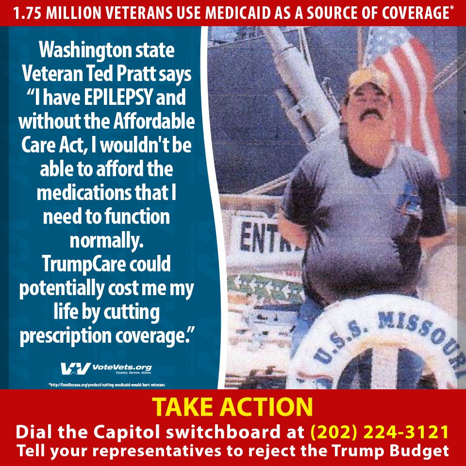 votevets's tweet photo. The Senate #HealthcareBill bill cuts BILLIONS from Medicaid, which 1.75 million #veterans use for coverage, to fund tax cuts for the rich. https://t.co/QbDbQnBcVt