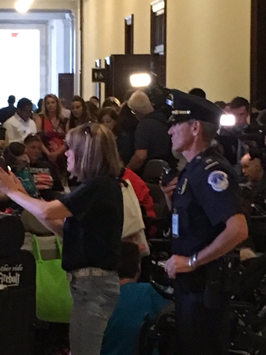 autselfadvocacy's tweet image. 60 disability rights advocates protesting at @SenateMajLdr office. #ADAPTandRESIST #SaveMedicaid