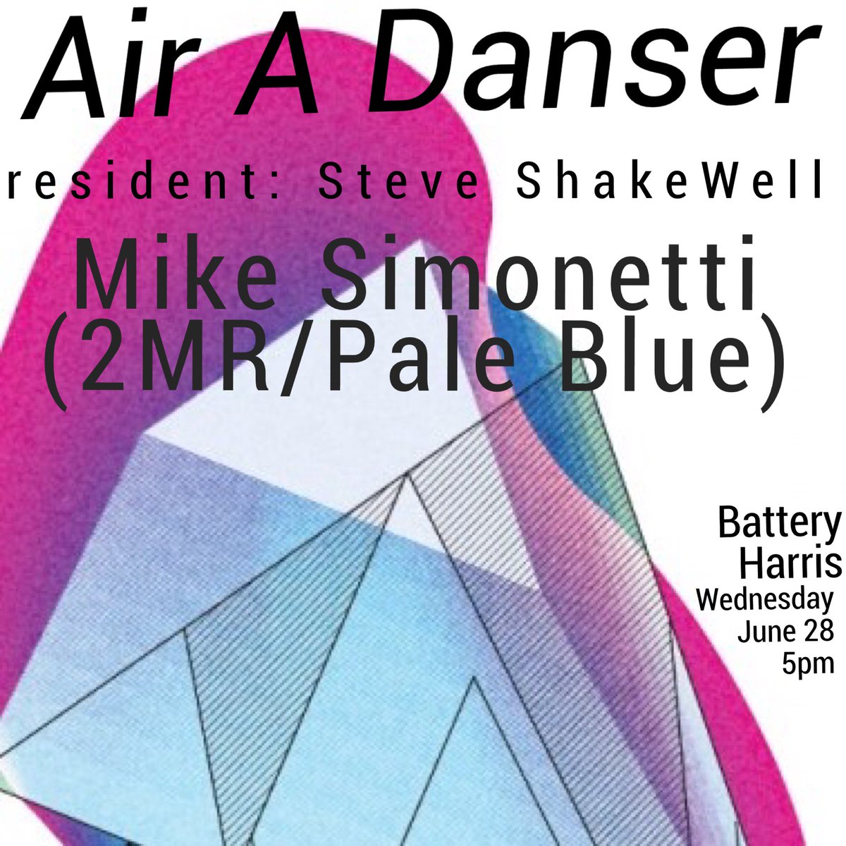 BatteryHarris's tweet photo. Join us this Wednesday 
for Air A Danser 
featuring
Mike Simonetti (2MR/Pale Blue)
7pm - Close https://t.co/kq7y4ESgA4