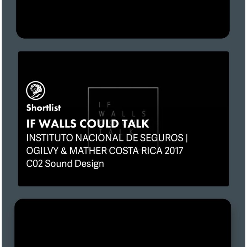 <a href="/OgilvyCR/">Ogilvy Costa Rica</a> está en los Short List del <a href="/Cannes_Lions/">LIONS | The Home of Creativity</a> con sus campañas "Aún no hay nada que celebrar" y "Si las paredes hablaran" #CannesLions