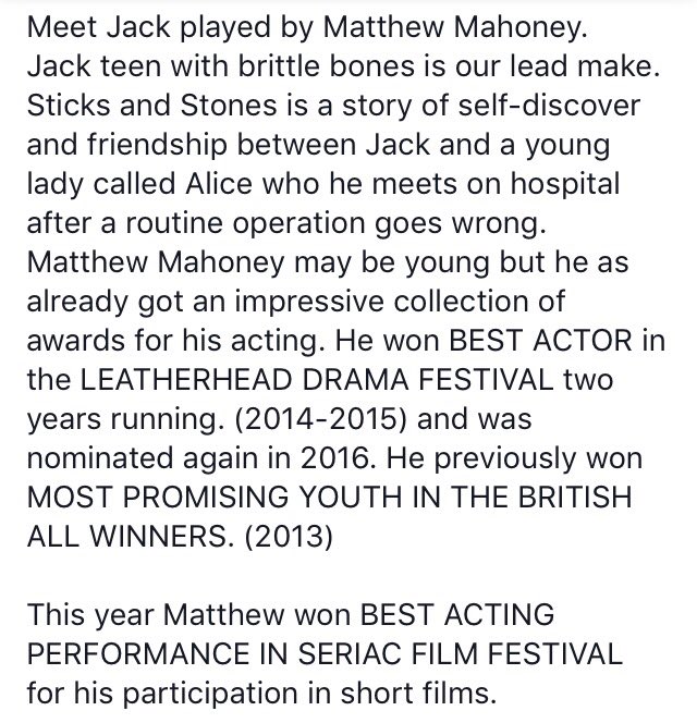 IndictusTheatre's tweet photo. Meet Jack played by Matthew Mahoney. #IYAF2017 #actors #leadmale #sticksandstones @IYAF #kingston @KingstonUni https://t.co/ZXzXTCpM5Y