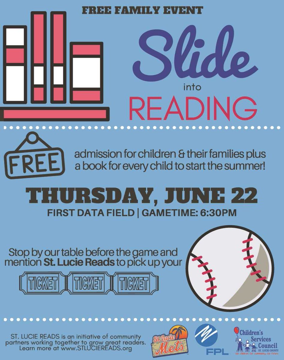 ewaynegent's tweet photo. “Slide into Reading” Thurs. (6-22) at First Data Field in PSL.
Enjoy FREE baseball  FREE books for fun summer reading. 
Game time is 6:30. https://t.co/IKvVCRG4YO