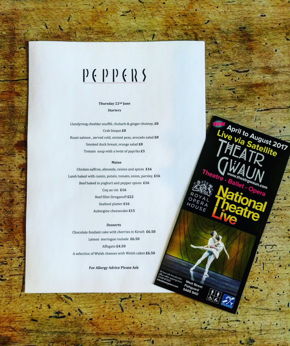 Peppers (@pepperspembs) on Twitter photo Tonight <a href="/NationalTheatre/">National Theatre</a> live screening of #Salome in <a href="/TheatrGwaun/">Theatr Gwaun</a>. Pre and post theatre suppers available call, 01348 874540, #NTLIVE Tonight <a href="/NationalTheatre/">National Theatre</a> live screening of #Salome in <a href="/TheatrGwaun/">Theatr Gwaun</a>. Pre and post theatre suppers available call, 01348 874540, #NTLIVE